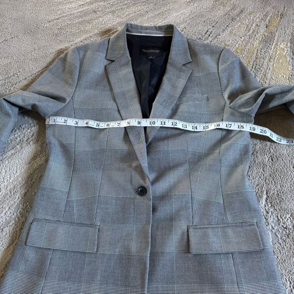Banana Republic Long & Lean black white plaid Blazer single button 10 tall - Picture 8 of 10